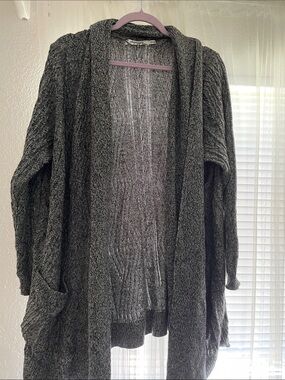 Open-Front Women's Cardigan Sweater in Charcoal Gray